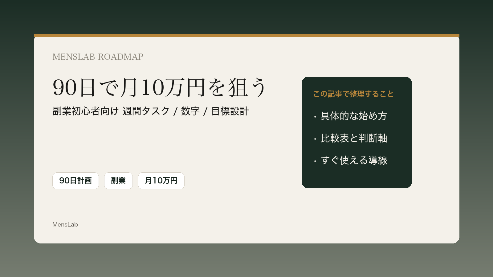 90日で月10万円を狙う副業ロードマップのカバー画像